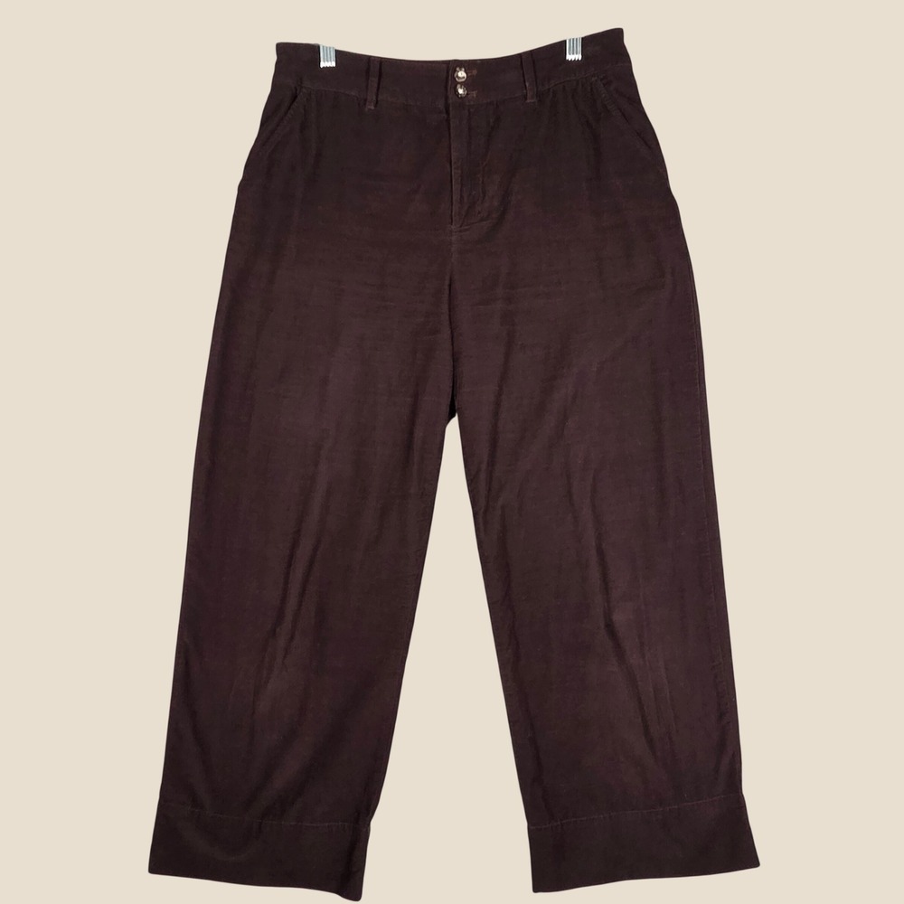 Garnet Hill 2023 Women 8 Micro Corduroy Crop Wide Leg Pants Chocolate Brown